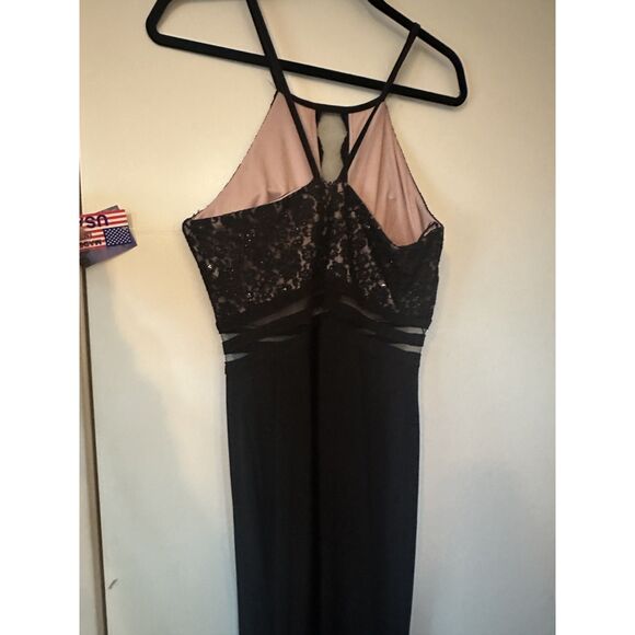 NWT Morgan & Co Black Lace Sheer Maxi Gown | Formal Evening Dress | Size 9 - Picture 5 of 6